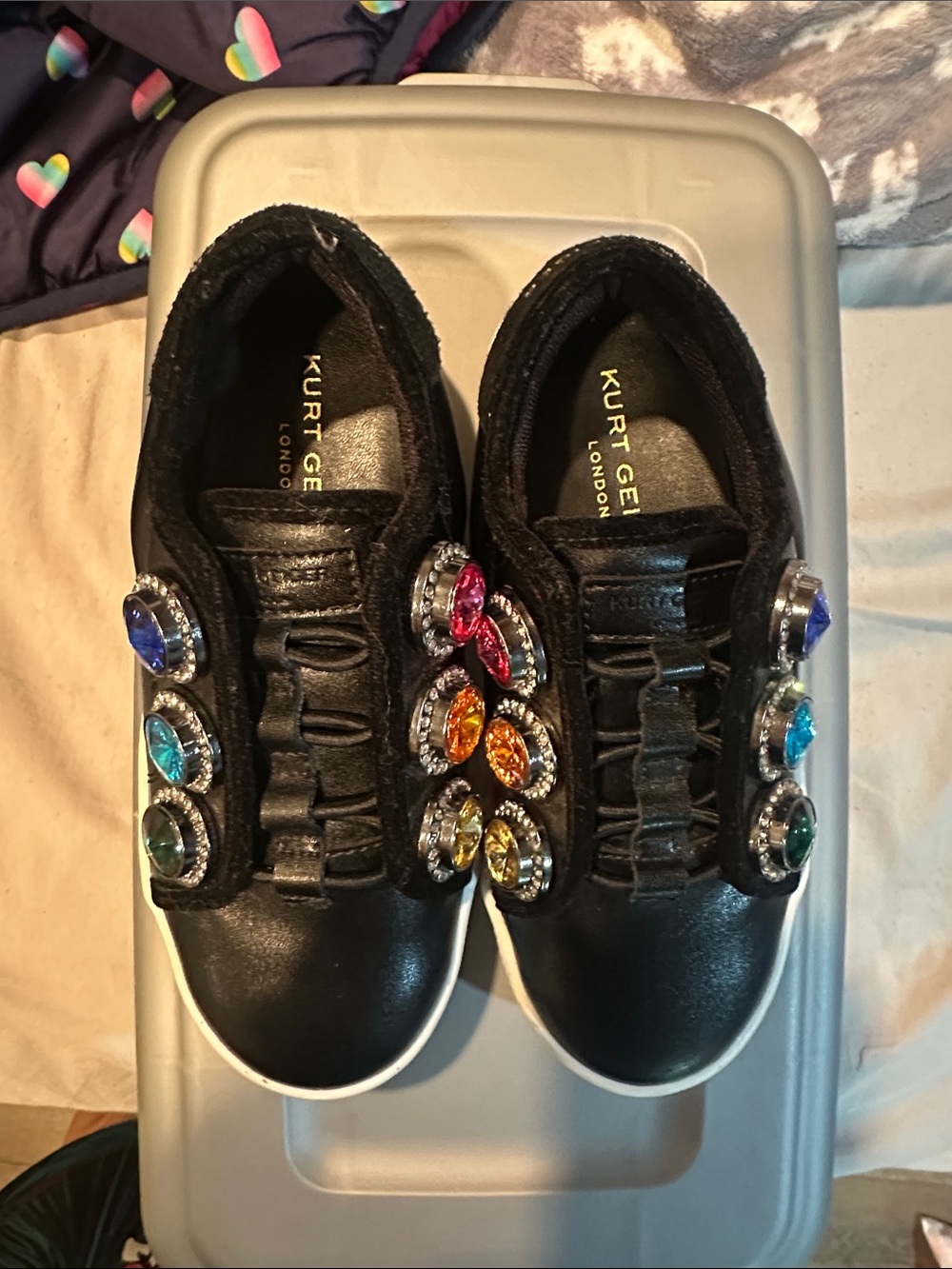 Kurt Geiger Kids Black Sneakers with Multicolored Jewel Accents
